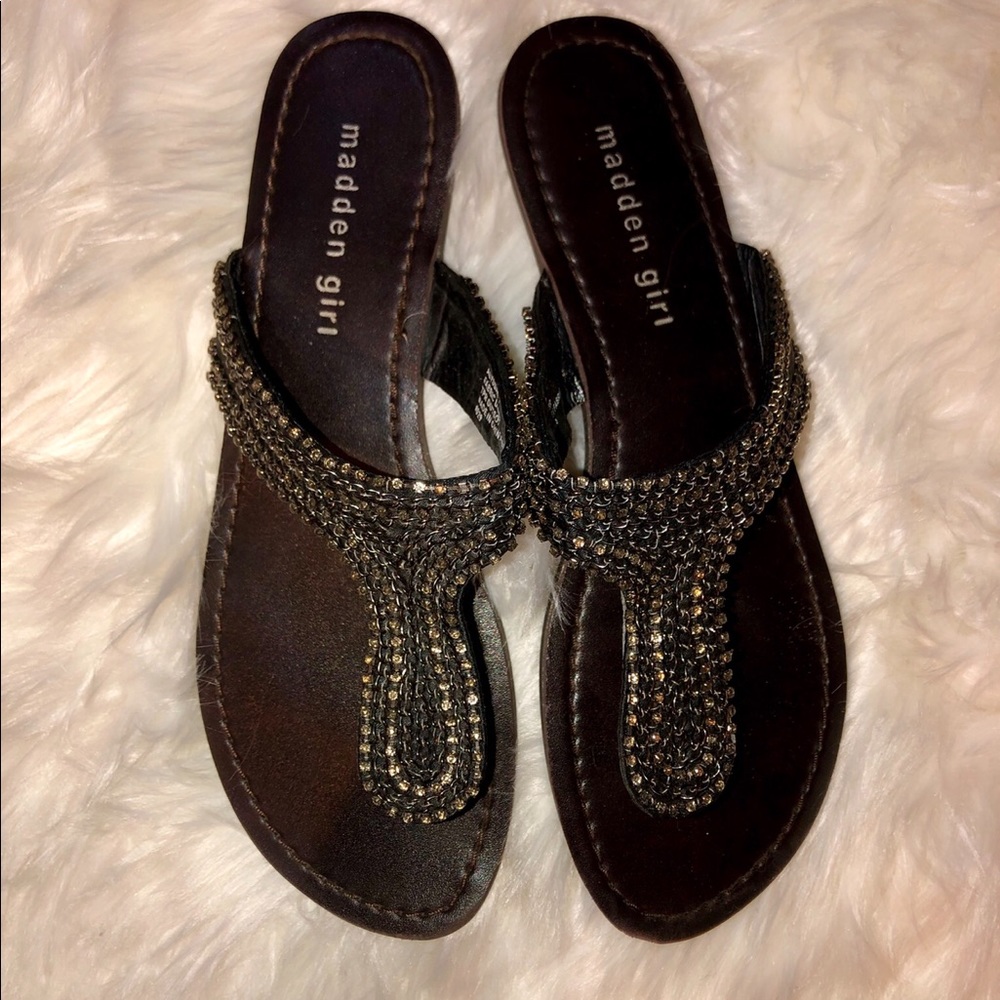 Madden Girl Alyssa sandals with chain & rhinestone